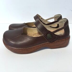 Alegria Onika Mary Jane Clogs Women 37 US 7 Coffee Leather Adjustable Comfort